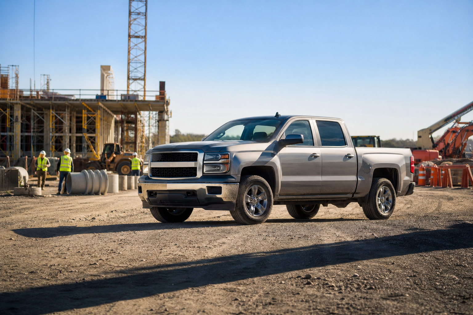 Pickup Truck on Construction Site