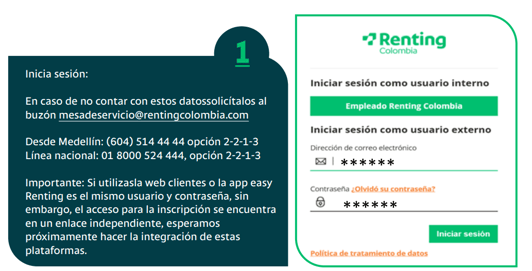 PASO 1 débito automático Renting Colombia